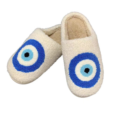Plush Evil Eye Slippers
