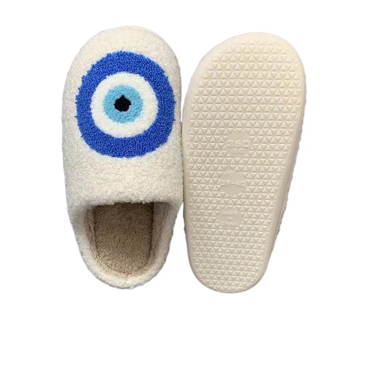 Plush Evil Eye Slippers