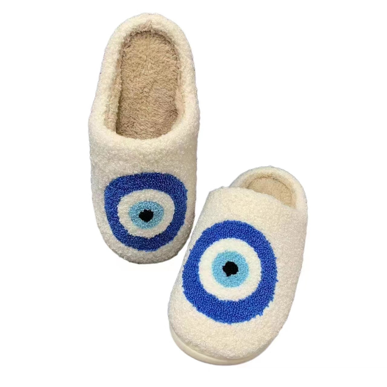 Plush Evil Eye Slippers