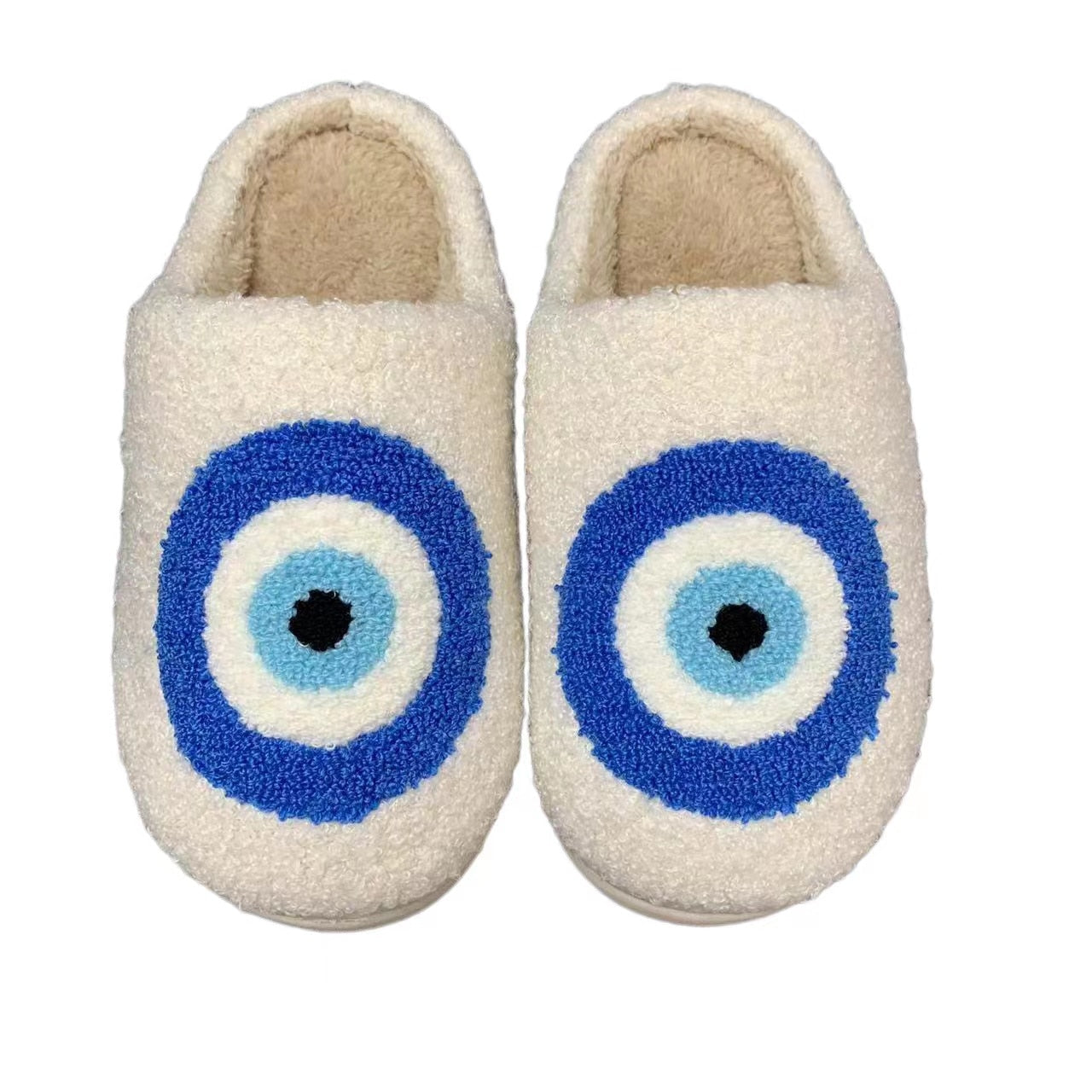 Plush Evil Eye Slippers