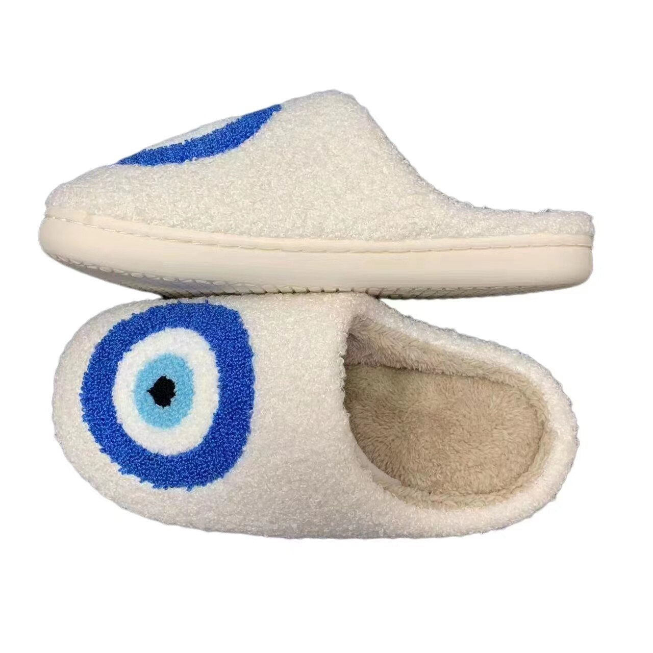 Plush Evil Eye Slippers