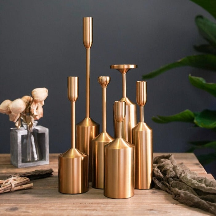 Golden Bloom Candle Holder Set