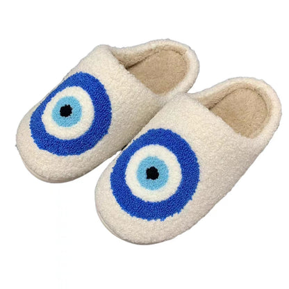Plush Evil Eye Slippers