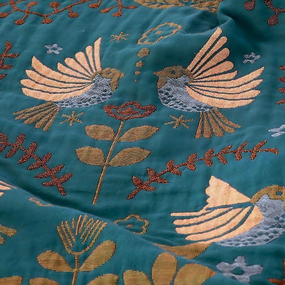 Reversible Meadow Bird Throw Blanket