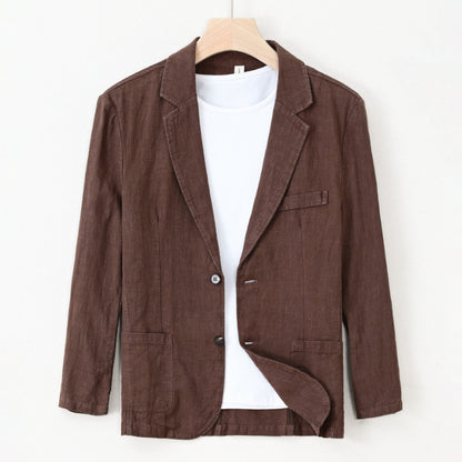 Men's "Sakura" Japan-Style Suit Shirt (Coffee)