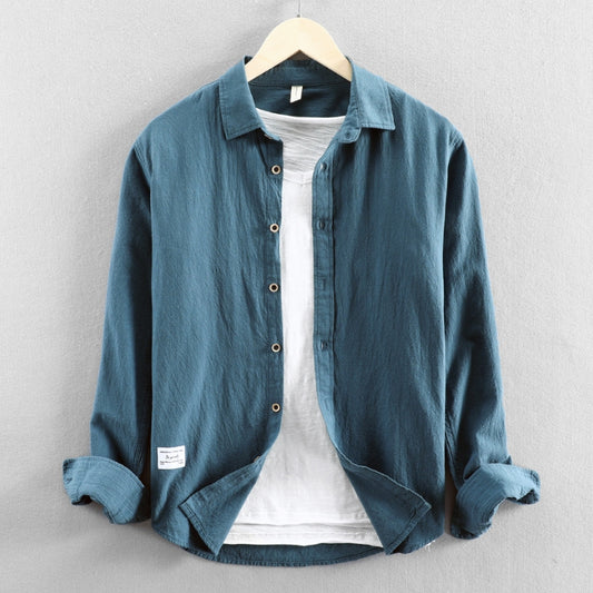 Men's "Tono" Japan-Style Shirt (Cyan)