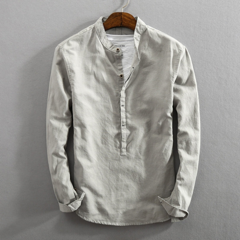 Men's "Nukada" Japan-Style Pullover Shirt (White)