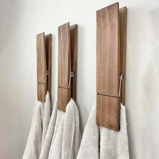 Teakwood Clothespin Towel Hangers