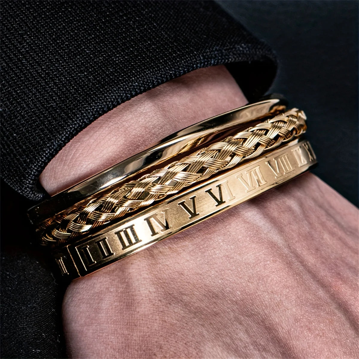 Men's "Romano" Triple Stack Bracelet Set