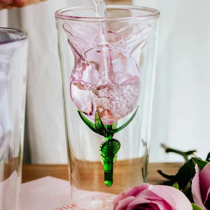 Handcrafted Rose Glass