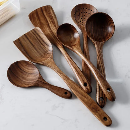 Hand-Carved Teakwood Cooking Set