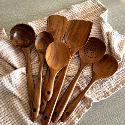 Hand-Carved Teakwood Cooking Set